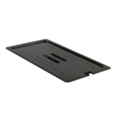 Thunder Group PLPA7000CSBK Full Size Slotted Food Pan Cover with Handle Black Polycarbonate