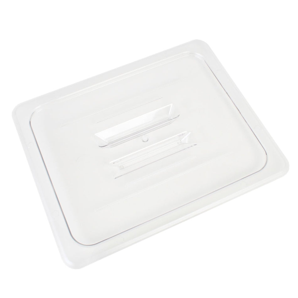 Solid Cover For Half Size Food Pan, Clear Color, Polycarbonate, withstand temperature from -40°F up to 210°F, Dishwasher Safe, Break-Resistant, Shatter-Resistant, No Microwave, No Oven, NSF
