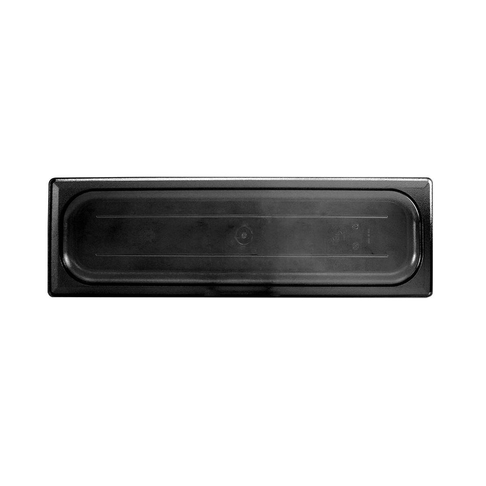 Half Size Long, Solid Cover For Food Pan, Black Color, Polycarbonate, withstand temperature from -40Â°F up to 210Â°F, Dishwasher Safe, Break-Resistant, Shatter-Resistant, No Microwave, No Oven, NSF