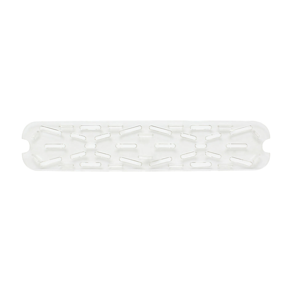 Drain Shelf for Half Size Long, Food Pan, Clear Color, Polycarbonate, withstand temperature from -40Â°F up to 210Â°F, Dishwasher Safe, Break-Resistant, Shatter-Resistant, No Microwave, No Oven, NSF