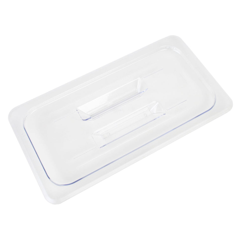 Solid Cover For Third Size Food Pan, Clear Color, Polycarbonate, withstand temperature from -40°F up to 210°F, Dishwasher Safe, Break-Resistant, Shatter-Resistant, No Microwave, No Oven, NSF