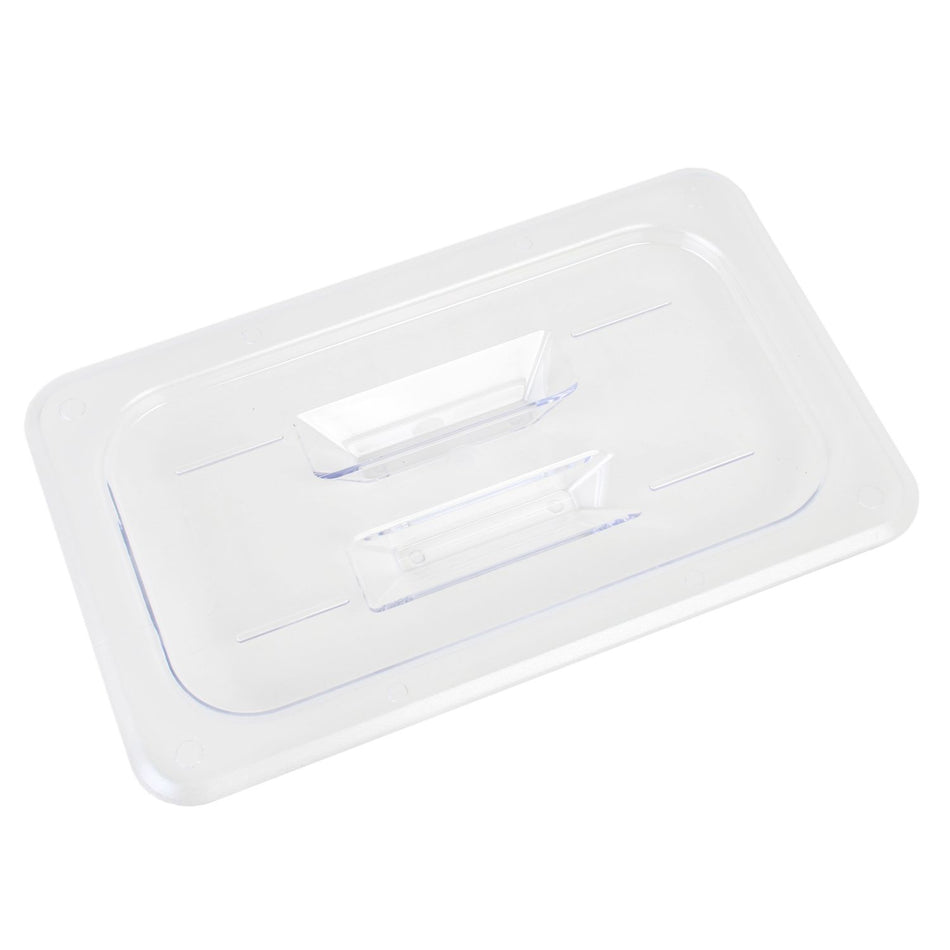 Solid Cover For Quarter Size Food Pan, Clear Color, Polycarbonate, withstand temperature from -40°F up to 210°F, Dishwasher Safe, Break-Resistant, Shatter-Resistant, No Microwave, No Oven, NSF