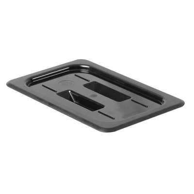 Thunder Group PLPA7140CBK 1/4 Size Solid Food Pan Cover Black Polycarbonate with Handle