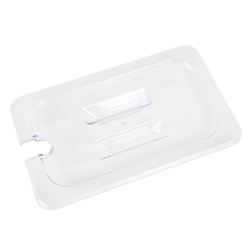 Thunder Group PLPA7140CS 1/4 Size Slotted Food Pan Cover Clear Polycarbonate with Handle