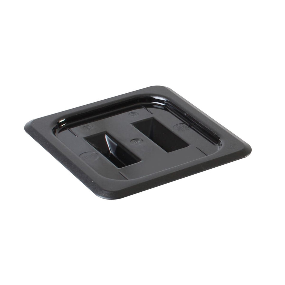 Solid Cover For Sixth Size Food Pan, Black Color, Polycarbonate, withstand temperature from -40°F up to 210°F, Dishwasher Safe, Break-Resistant, Shatter-Resistant, No Microwave, No Oven, NSF