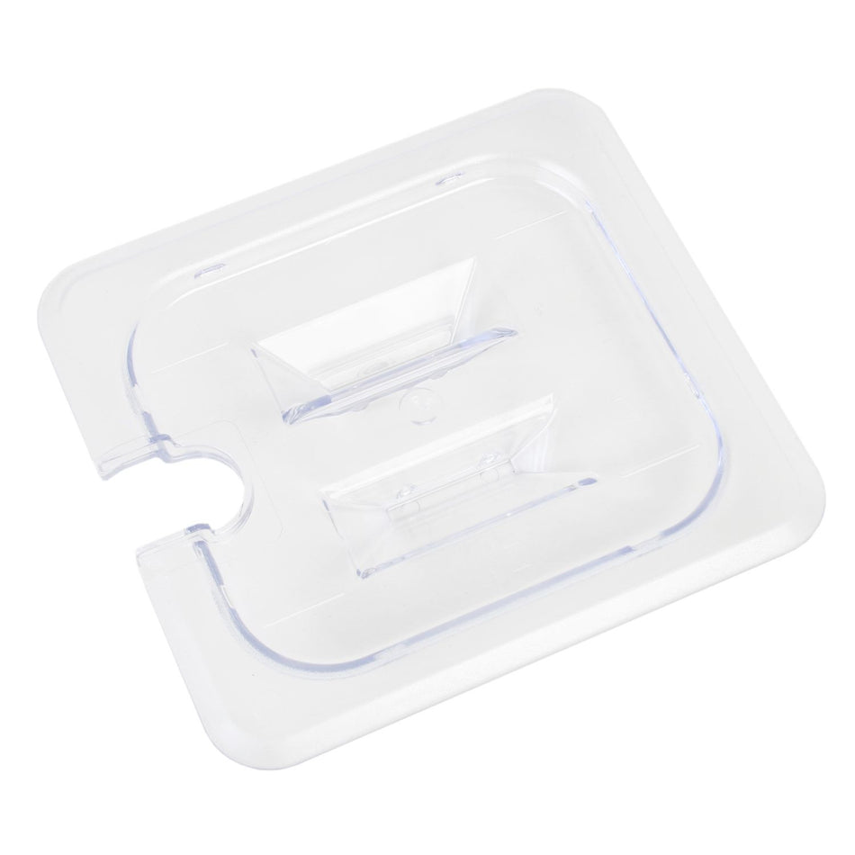 Slotted Cover For Sixth Size Food Pan, Clear Color, Polycarbonate, withstand temperature from -40°F up to 210°F, Dishwasher Safe, Break-Resistant, Shatter-Resistant, No Microwave, No Oven, NSF