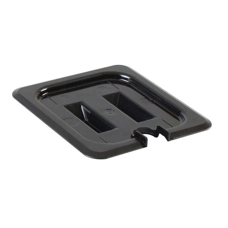 Thunder Group PLPA7160CSBK 1/6 Size Slotted Food Pan Cover Polycarbonate Black with Handle