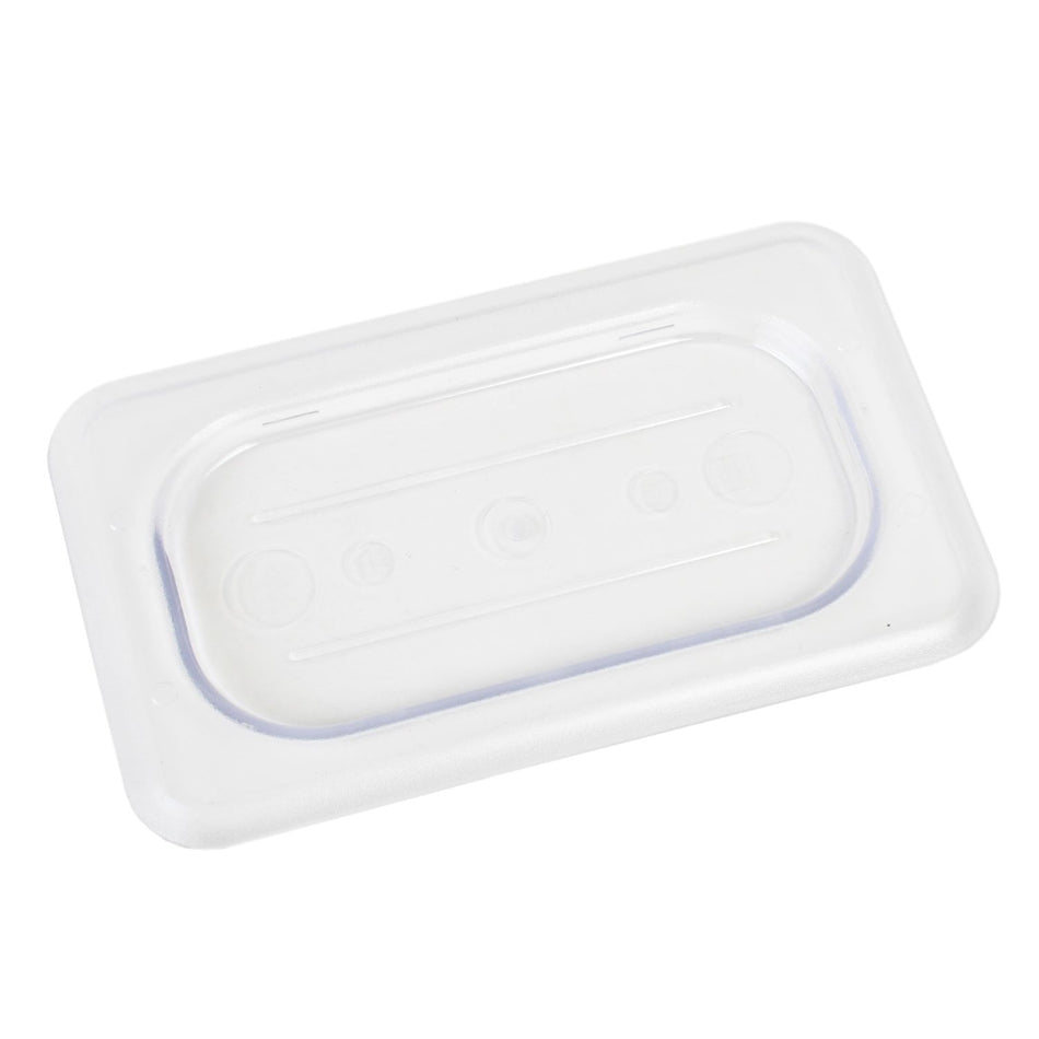 Solid Cover For Ninth Size Food Pan, Clear Color, Polycarbonate, withstand temperature from -40°F up to 210°F, Dishwasher Safe, Break-Resistant, Shatter-Resistant, No Microwave, No Oven, NSF