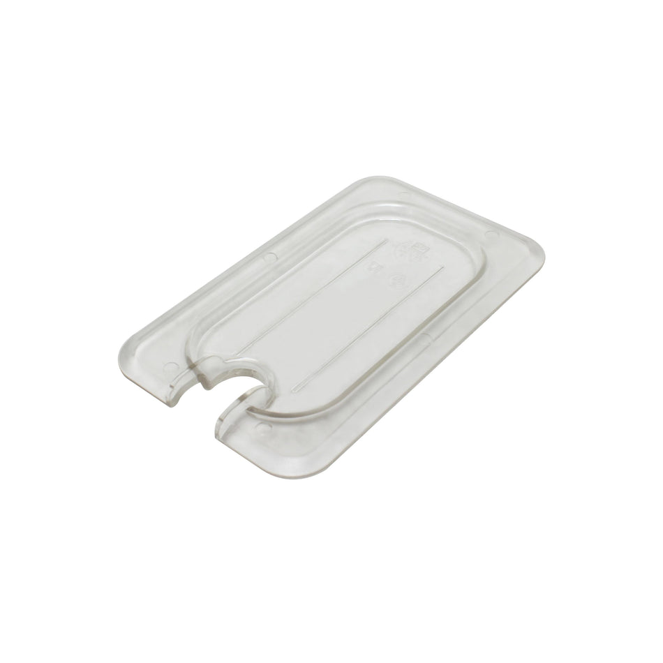 Slotted Cover For Ninth Size Food Pan, Clear Color, Polycarbonate, withstand temperature from -40°F up to 210°F, Dishwasher Safe, Break-Resistant, Shatter-Resistant, No Microwave, No Oven, NSF