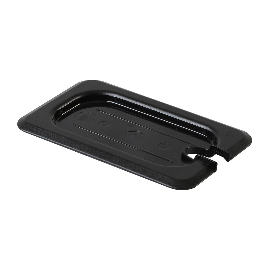 Slotted Cover For Ninth Size Food Pan, Black Color, Polycarbonate, withstand temperature from -40°F up to 210°F, Dishwasher Safe, Break-Resistant, Shatter-Resistant, No Microwave, No Oven, NSF