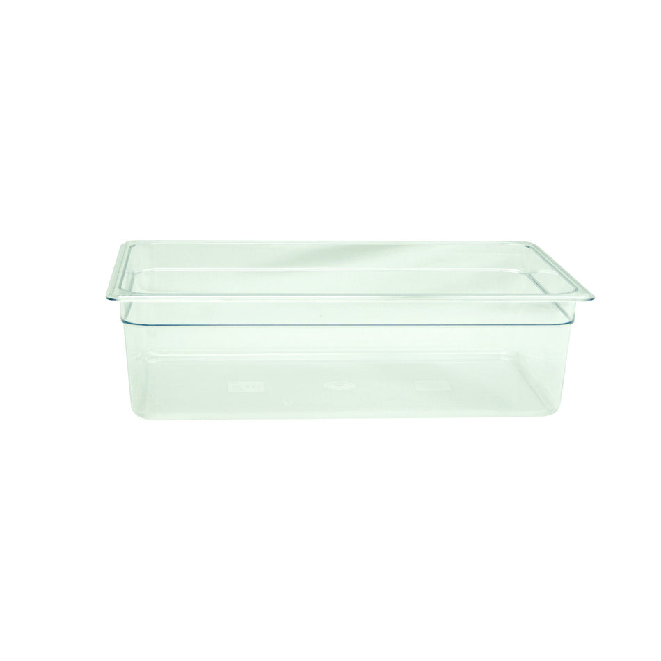 Full Size, 6" Deep, Food Pan, Clear Color, Polycarbonate, withstand temperature from -40°F up to 210°F, Dishwasher Safe, Break-Resistant, Shatter-Resistant, No Microwave, No Oven, NSF