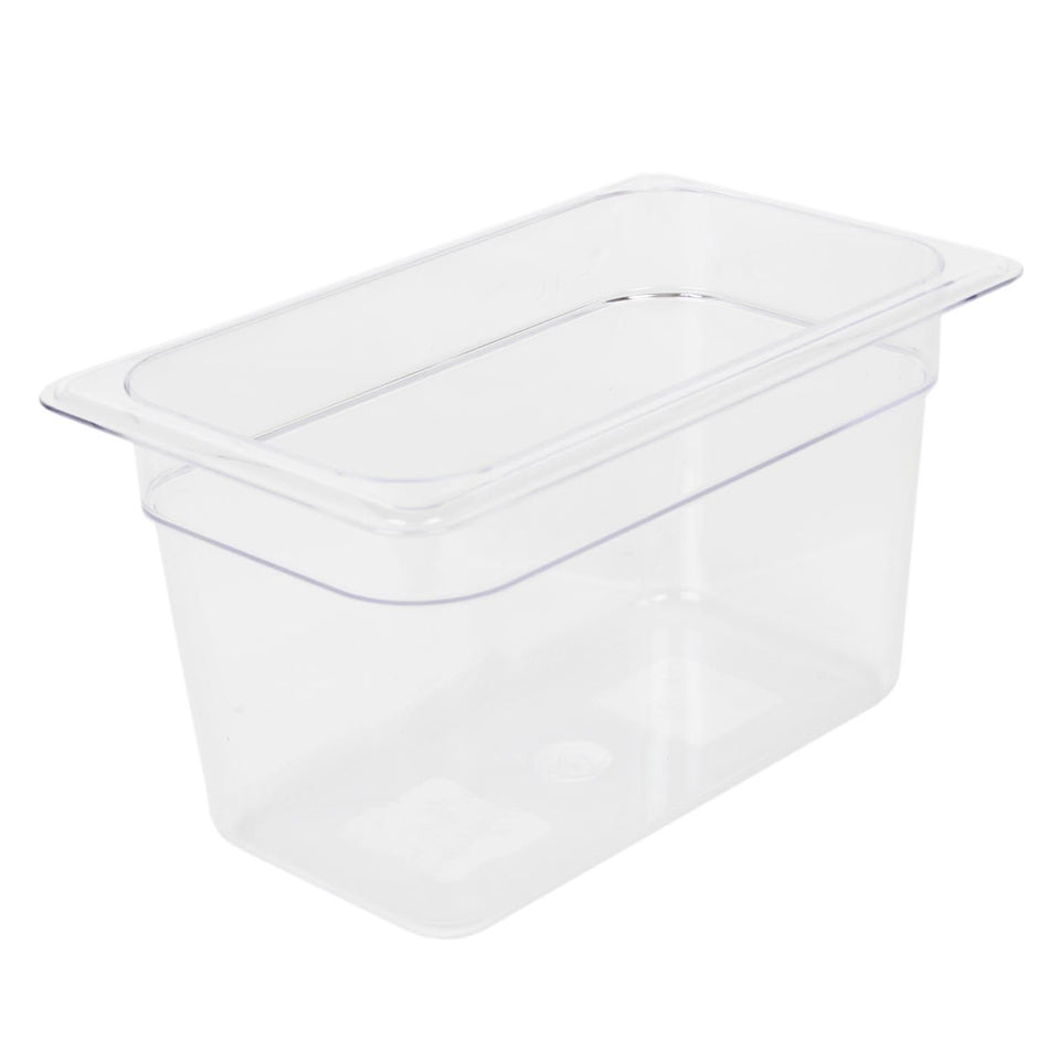 Quarter Size, 6" Deep, Food Pan, Clear Color, Polycarbonate, withstand temperature from -40°F up to 210°F, Dishwasher Safe, Break-Resistant, Shatter-Resistant, No Microwave, No Oven, NSF