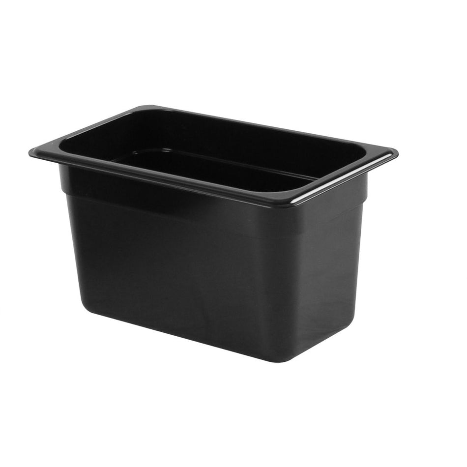 Quarter Size, 6" Deep, Food Pan, Black Color, Polycarbonate, withstand temperature from -40°F up to 210°F, Dishwasher Safe, Break-Resistant, Shatter-Resistant, No Microwave, No Oven, NSF