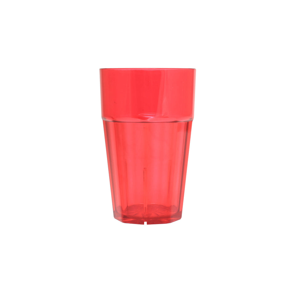 12 Pack 12 oz, 3-1/8" Diameter x 5-1/8" Height, Diamond Tumbler, Red Color, Polycarbonate, Stackable, Dishwasher Safe, Break-Resistant, Shatter-Resistant