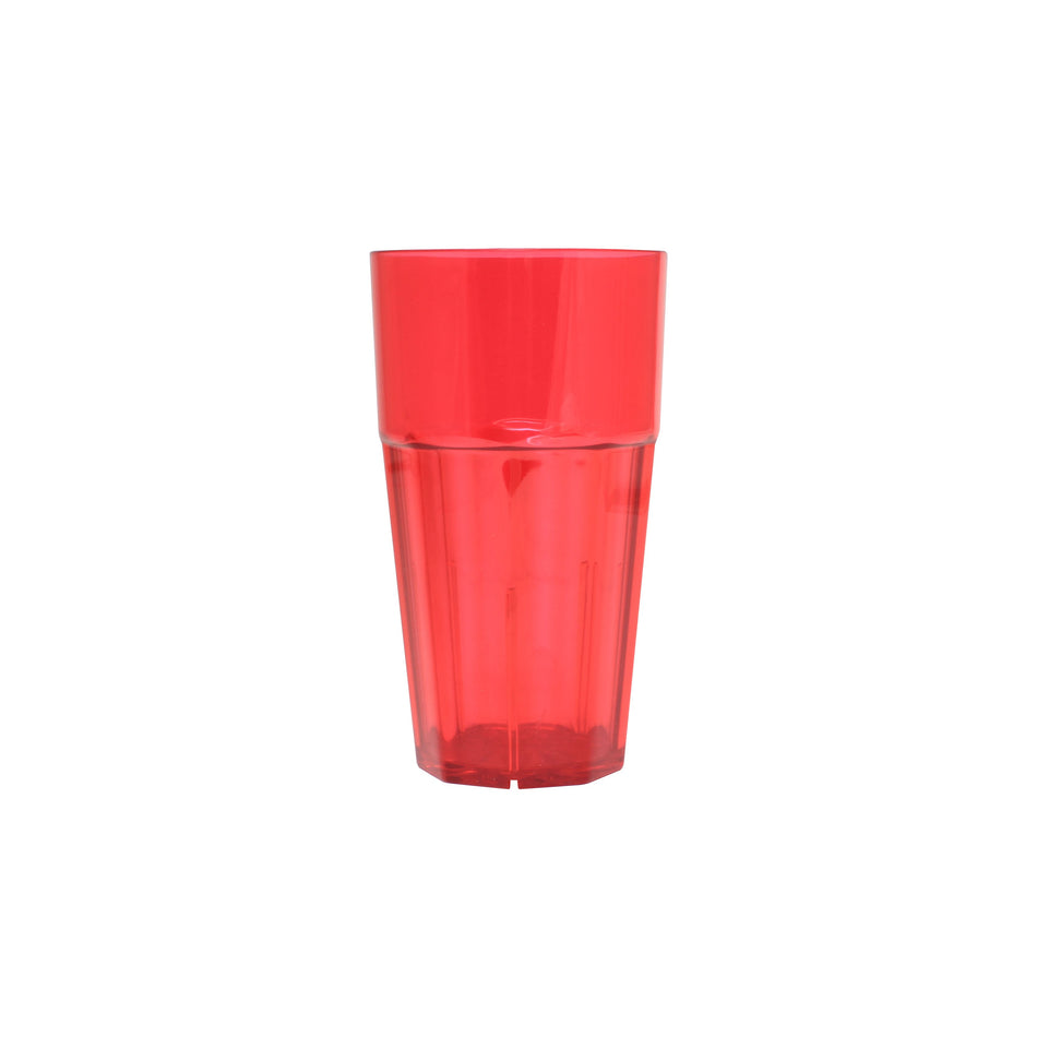 12 Pack 20 oz, 3-5/8" Diameter x 6" Height, Diamond Tumbler, Red Color, Polycarbonate, Stackable, Dishwasher Safe, Break-Resistant, Shatter-Resistant