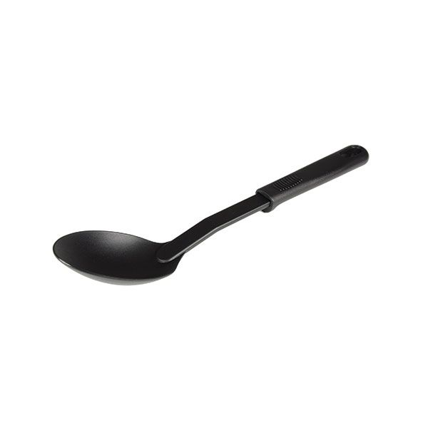 11-1/2" x 2-1/3" x 1-7/9", Solid Spoon, High-Heat Nylon & Polypropylene Handle, Heat Resistant up to 410Â°F, Black Color