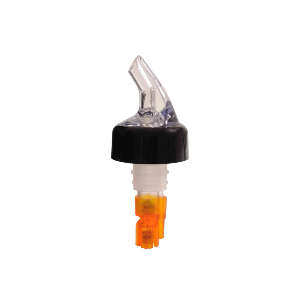 12 Pack 1/2 oz, Measured Liquor Pourer with Orange Tail & Black Collar, Acrylonitrile, Color Coded, Fits Standard 750 ml liquor bottle