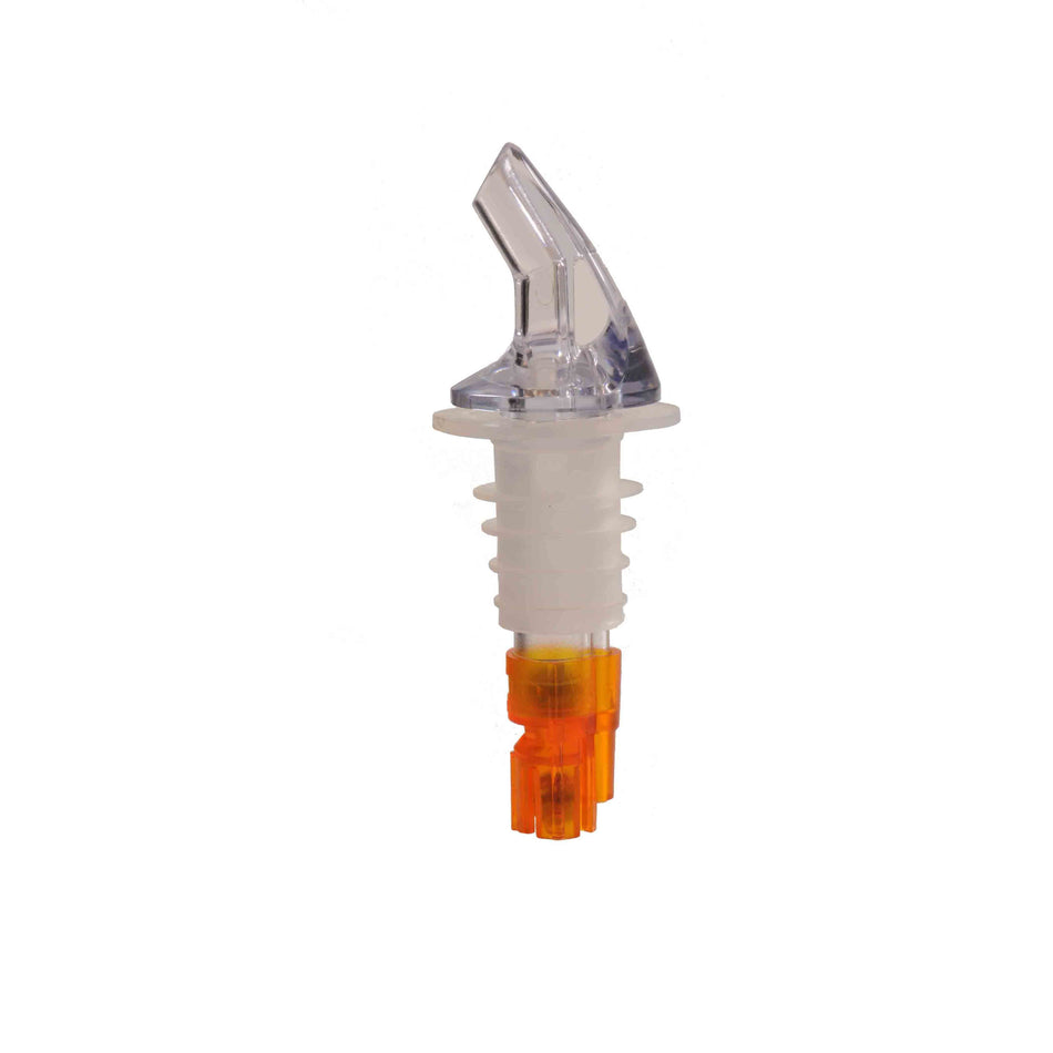 12 Pack 1/2 oz, Measured Liquor Pourer with Orange Tail and no Collar, Acrylonitrile, Color Coded, Fits Standard 750 ml liquor bottle