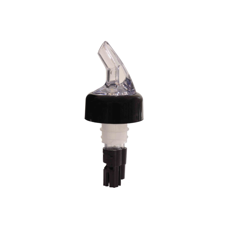 12 Pack 5/8 oz, Measured Liquor Pourer with Black Tail & Collar, Acrylonitrile, Color Coded, Fits Standard 750 ml liquor bottle