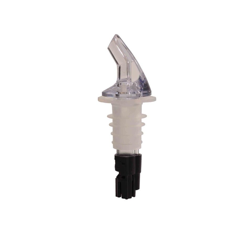 12 Pack 5/8 oz, Measured Liquor Pourer with Black Tail and no Collar, Acrylonitrile, Color Coded, Fits Standard 750 ml liquor bottle