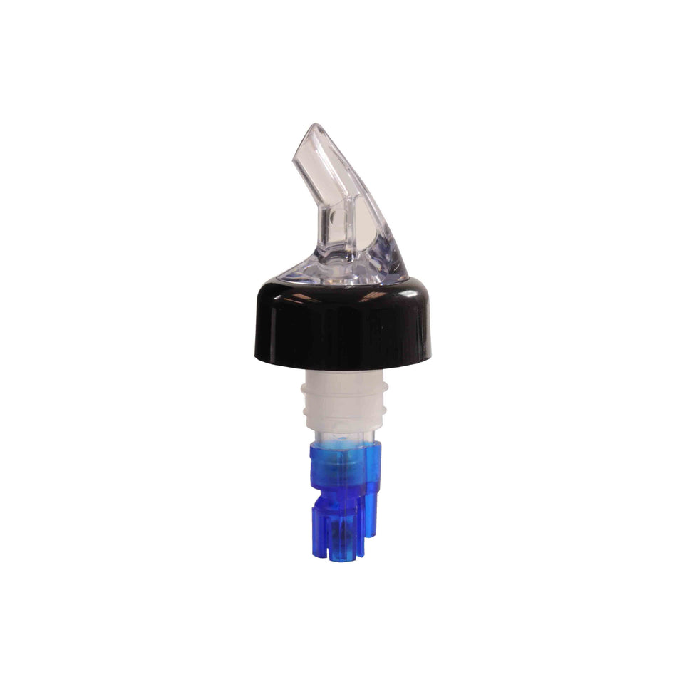 12 Pack 7/8 oz, Measured Liquor Pourer with Blue Tail & Black Collar, Acrylonitrile, Color Coded, Fits Standard 750 ml liquor bottle