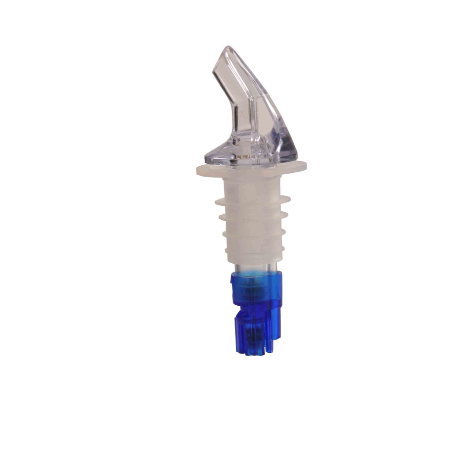 12 Pack 7/8 oz, Measured Liquor Pourer with Blue Tail with no Collar, Acrylonitrile, Color Coded, Fits Standard 750 ml liquor bottle