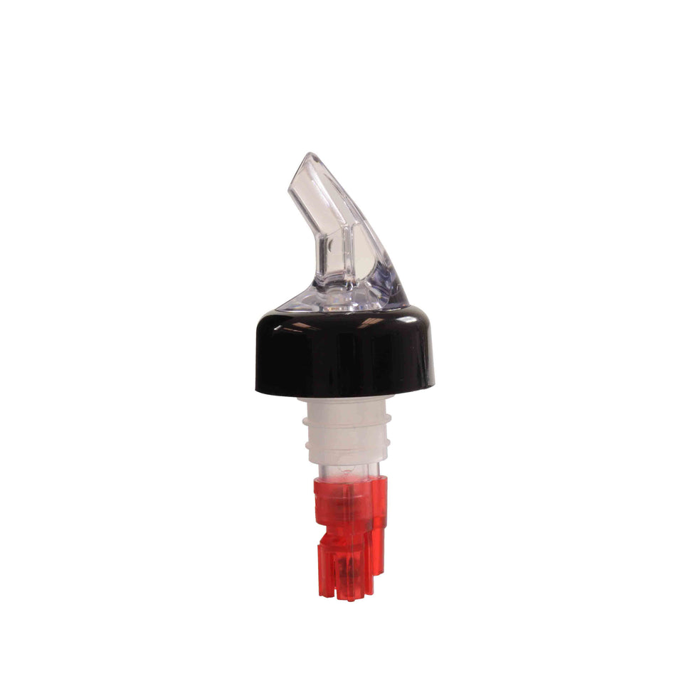 12 Pack 1 oz, Measured Liquor Pourer with Red Tail and Black Collar, Acrylonitrile, Color Coded, Fits Standard 750 ml liquor bottle