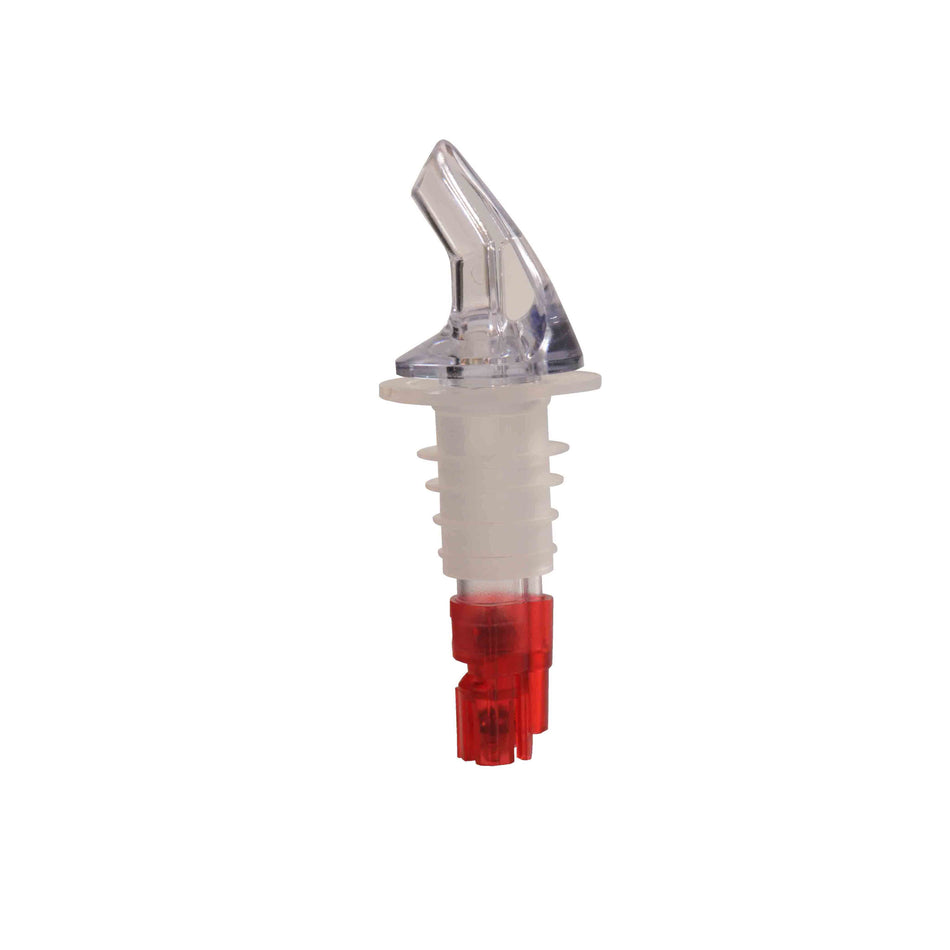 12 Pack 1 oz, Measured Liquor Pourer with Red Tail and no Collar, Acrylonitrile, Color Coded, Fits Standard 750 ml liquor bottle