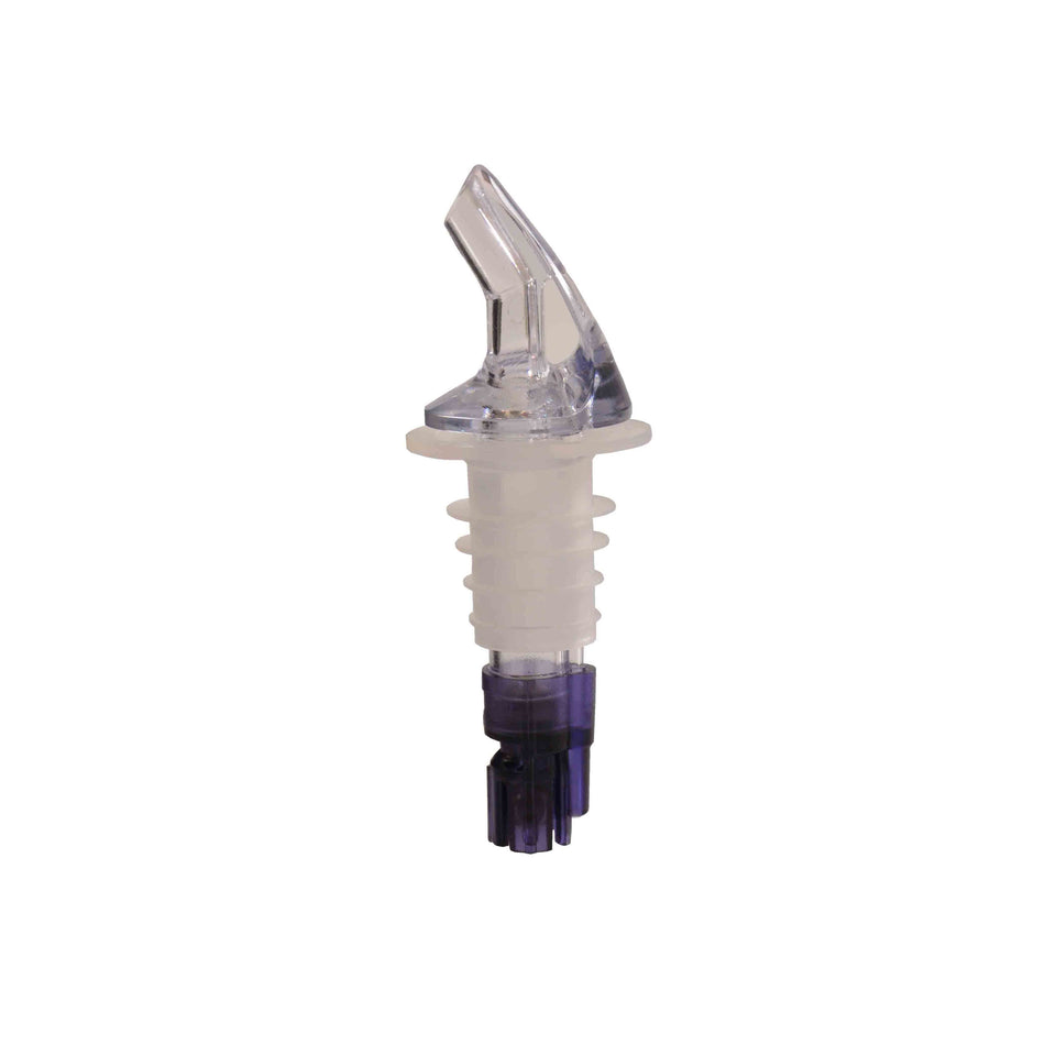12 Pack 1-1/8 oz, Measured Liquor Pourer with Purple Tail and no Collar, Acrylonitrile, Color Coded, Fits Standard 750 ml liquor bottle