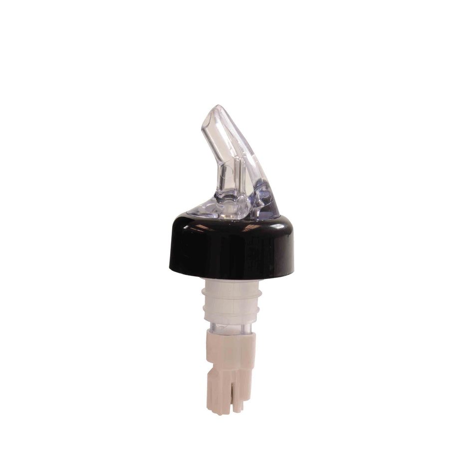 12 Pack 2 oz, Measured Liquor Pourer with White Tail and Black Collar, Acrylonitrile, Color Coded, Fits Standard 750 ml liquor bottle