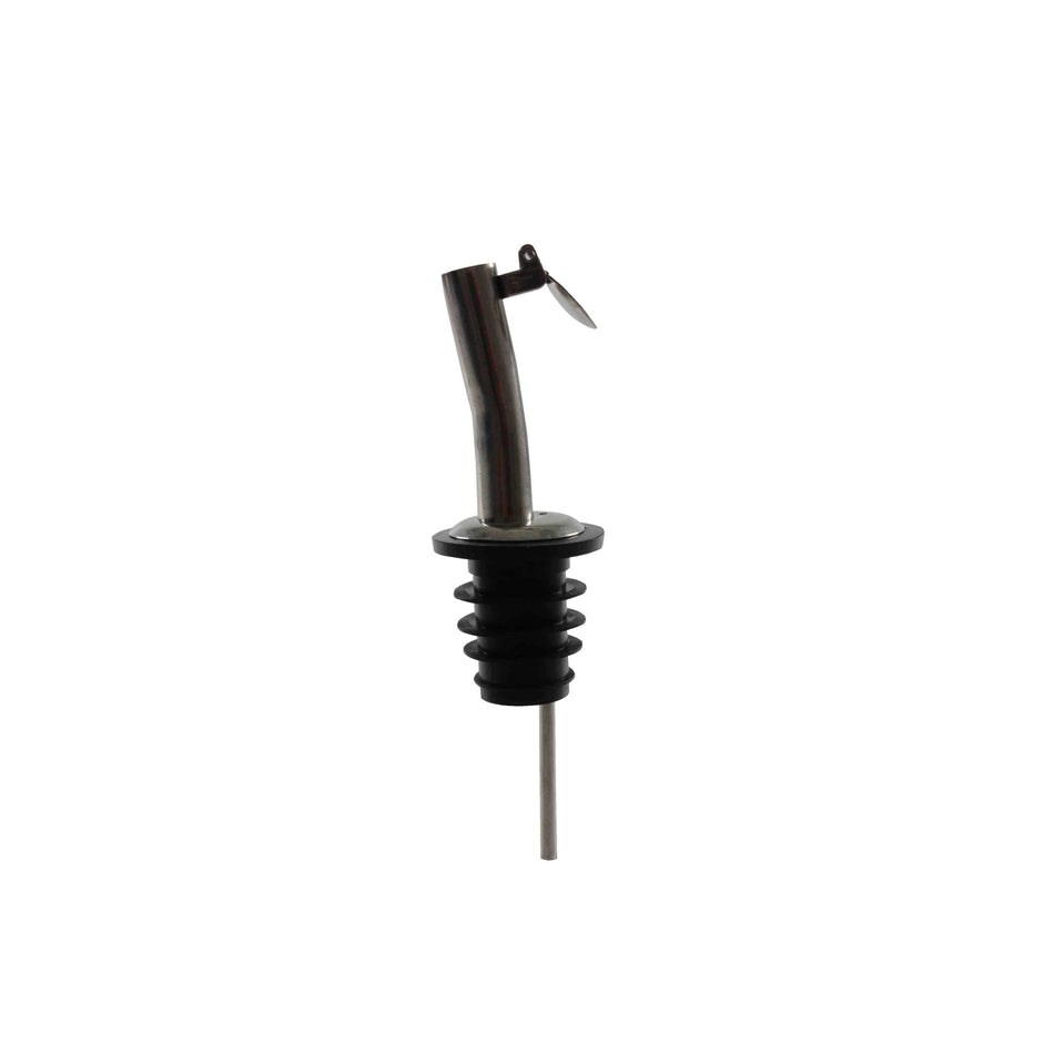 12 Pack 4-4/5" x 1-1/6" x 1-1/6" Jet Liquor Pourer with Flip Cap, Fast Flow, Stainless Steel, Color Coded, Fits Standard 750 ml liquor bottle