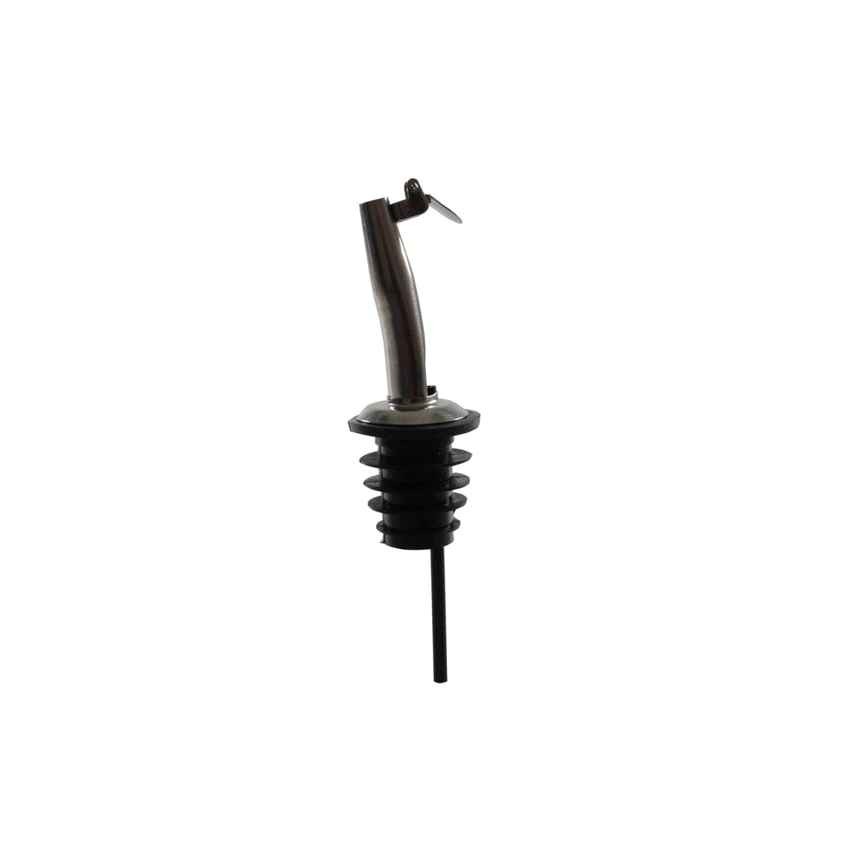 12 Pack 4-2/3" x 1-1/7" x 1-1/7" Tapered Liquor Pourer with Flip Cap, Medium Flow, Stainless Steel, Color Coded, Fits Standard 750 ml liquor bottle