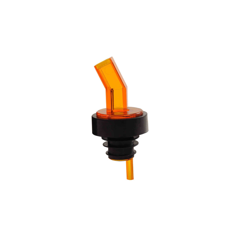 12 Pack 3-1/5" x 1-3/8" x 1-3/8" Liquor Pourer with Build-in Screen, Amber Color, Acrylonitrile, Color Coded, Fits Standard 750 ml liquor bottle