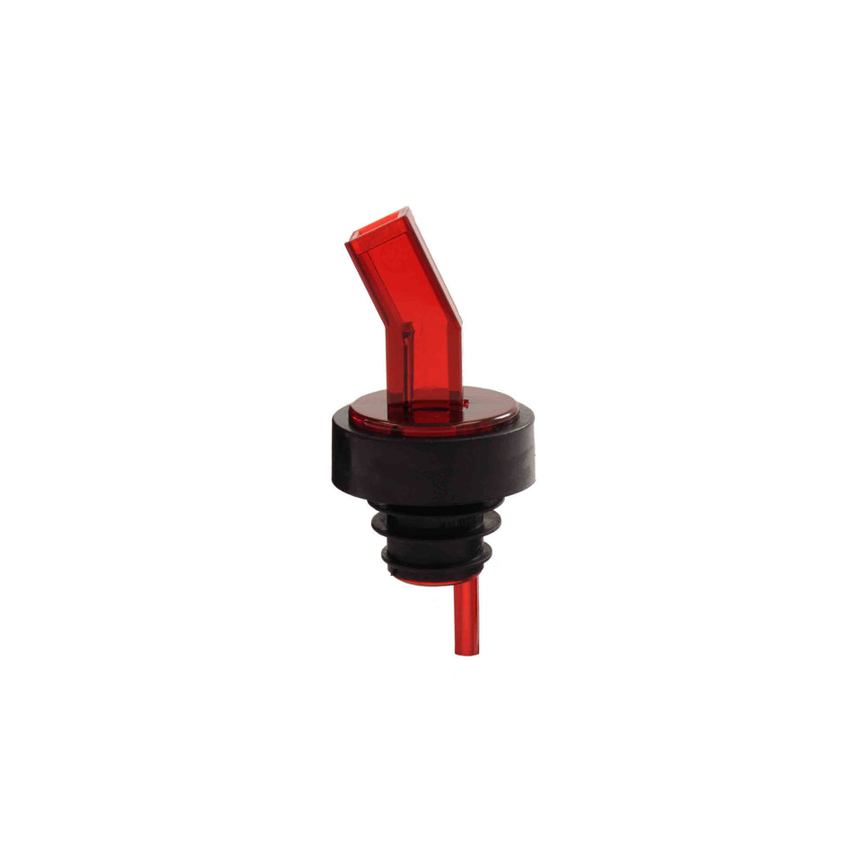 12 Pack 3-1/5" x 1-3/8" x 1-3/8" Liquor Pourer with Build-In Screen, Red Color, Acrylonitrile, Color Coded, Fits Standard 750 ml liquor bottle