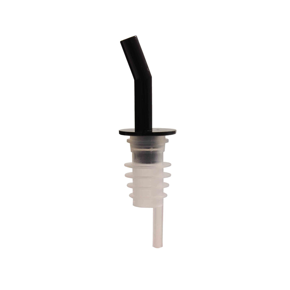 12 Pack 4-1/6" x 1-1/7" x 1-1/7", Flow Liquor Black Color Pourer with Black Collar, Acrylonitrile, Color Coded, Fits Standard 750 ml liquor bottle