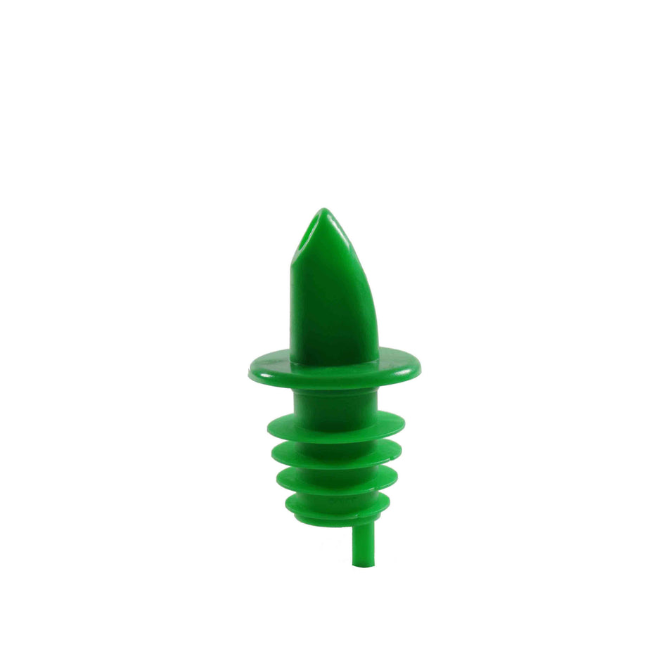 12 Pack 2-2/3" x 1-2/9" x 1-2/9", Free Flow Liquor Pourer, Green Color, Ethylene-vinyl acetate, Color Coded, Fits Standard 750 ml liquor bottle