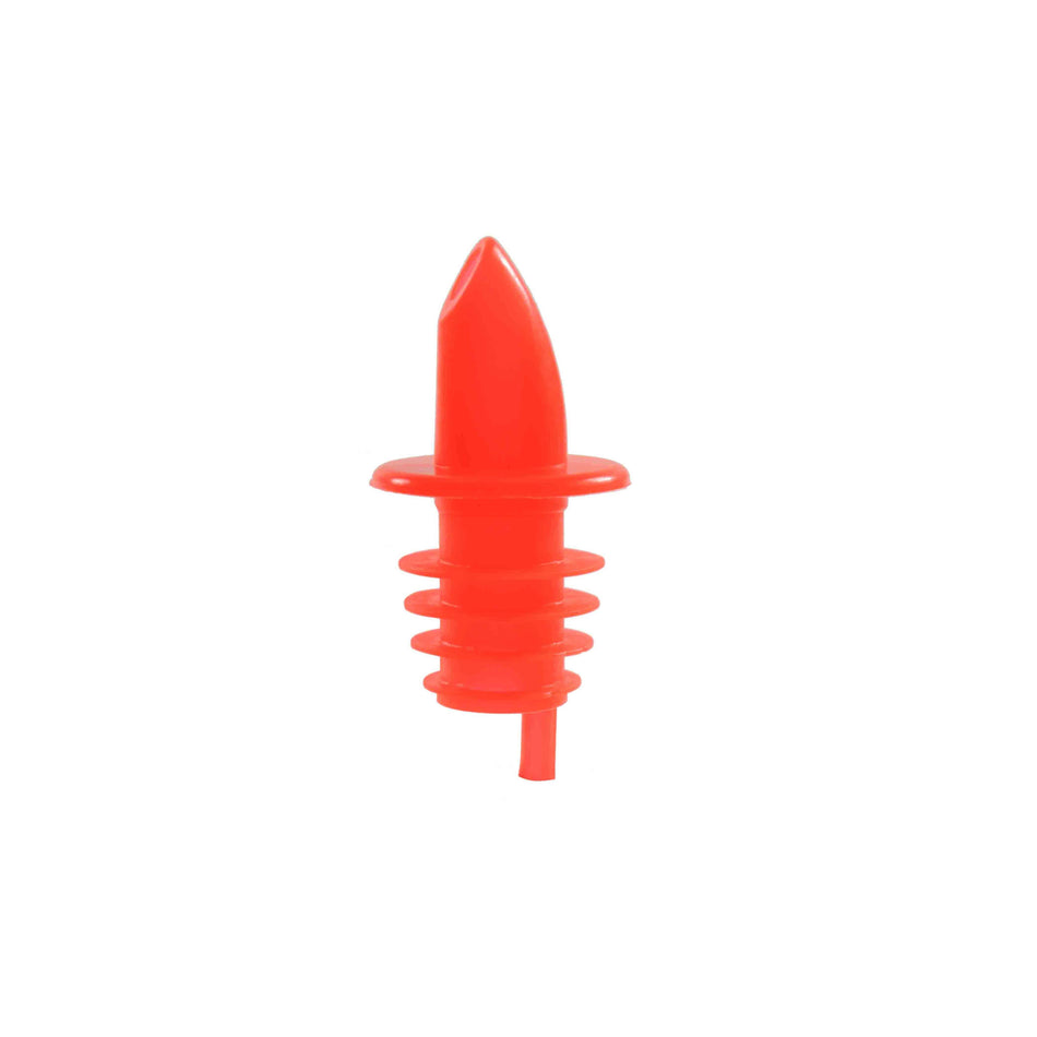 12 Pack 2-2/3" x 1-2/9" x 1-2/9", Free Flow Liquor Pourer, Red Color, Ethylene-vinyl acetate, Color Coded, Fits Standard 750 ml liquor bottle