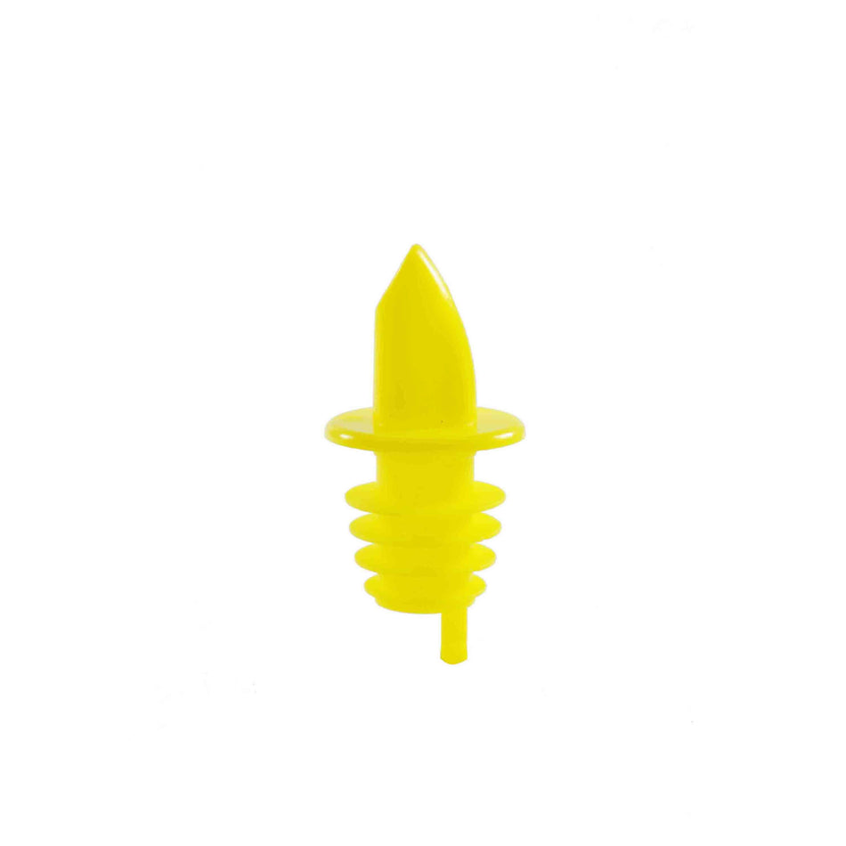 12 Pack 2-2/3" x 1-2/9" x 1-2/9", Free Flow Liquor Pourer, Yellow Color, Ethylene-vinyl acetate, Color Coded, Fits Standard 750 ml liquor bottle