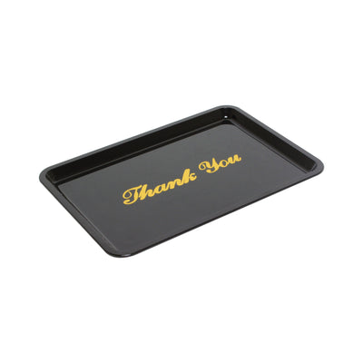 Thunder Group PLPT046BL 6.5 Inch Rectangular Tip Tray with Thank You Imprint Plastic Black
