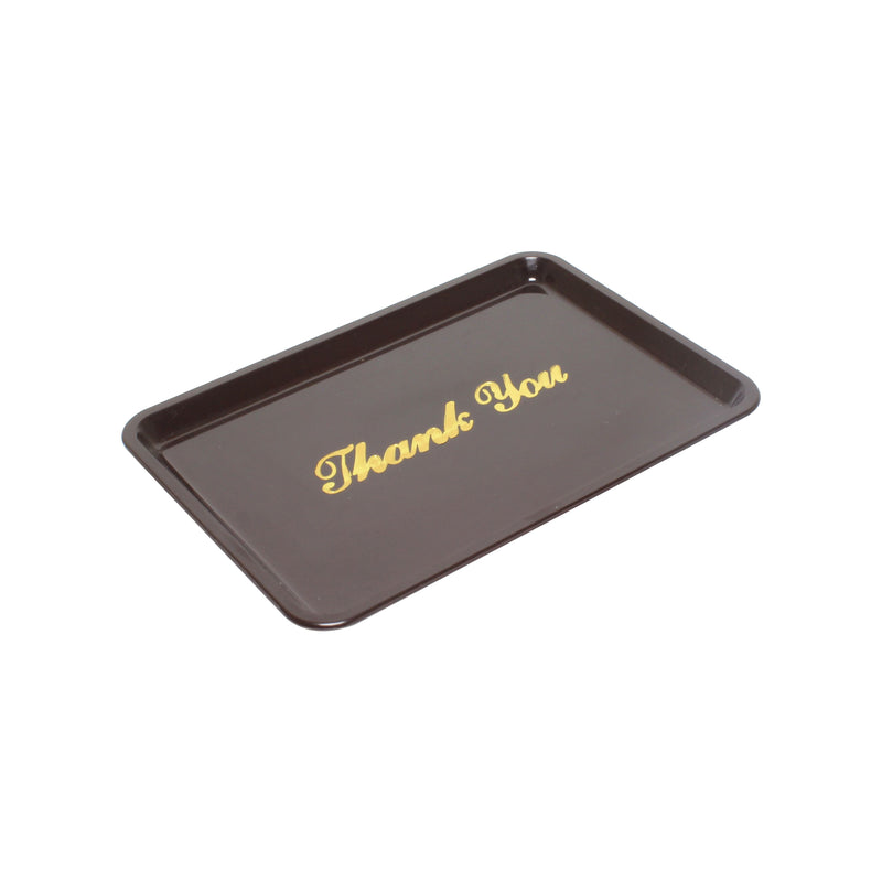 Thunder Group PLPT046BR 4-1/2 Inch x 6-1/2 Inch Tip Tray Thank You Plastic Brown