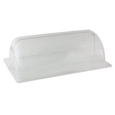 Thunder Group PLRCF001R 8 Qt Oblong Chafer Dome Cover Clear Polycarbonate Roll Top with One Sided Handle