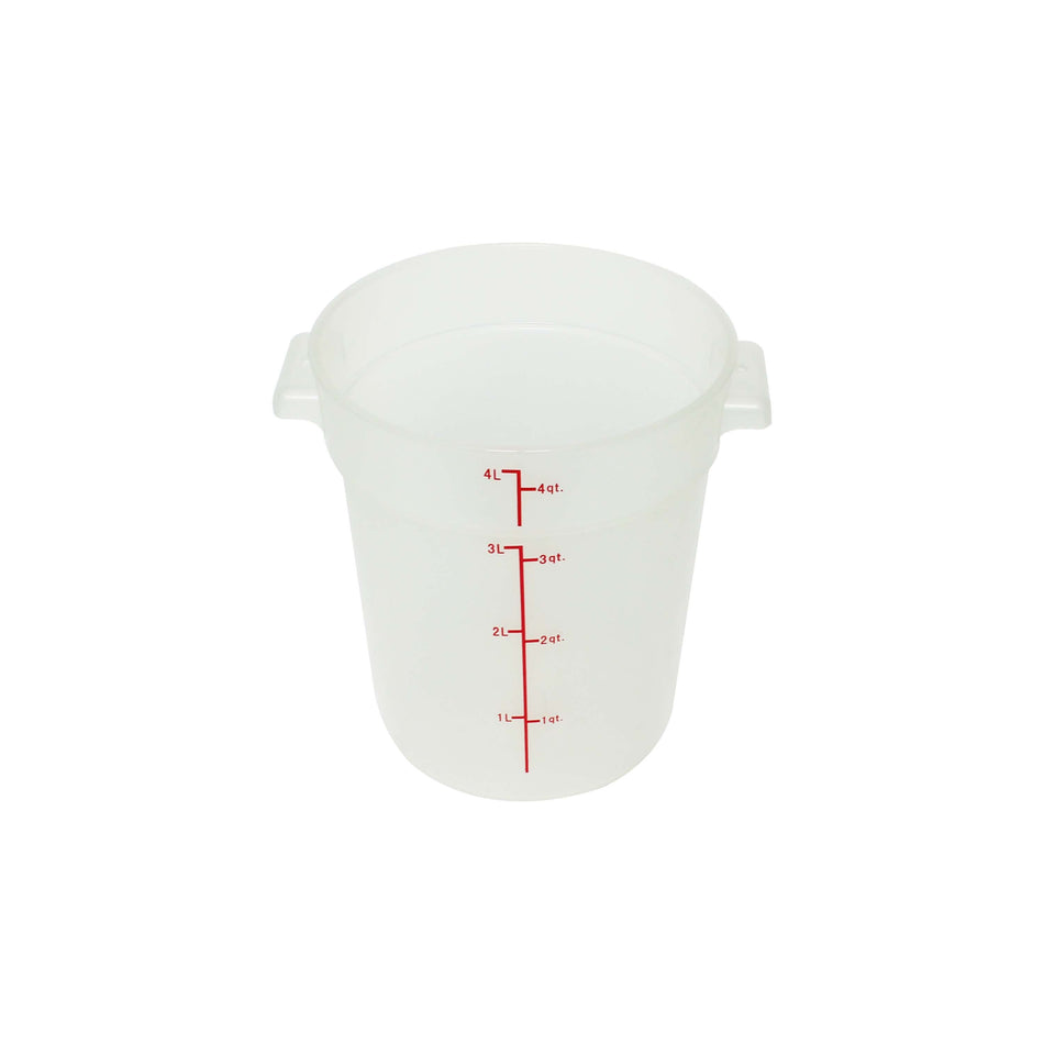 Thunder Group PLRFT304TL 4 Quart Round Food Storage Container Stain and Chemical Resistant Polypropylene