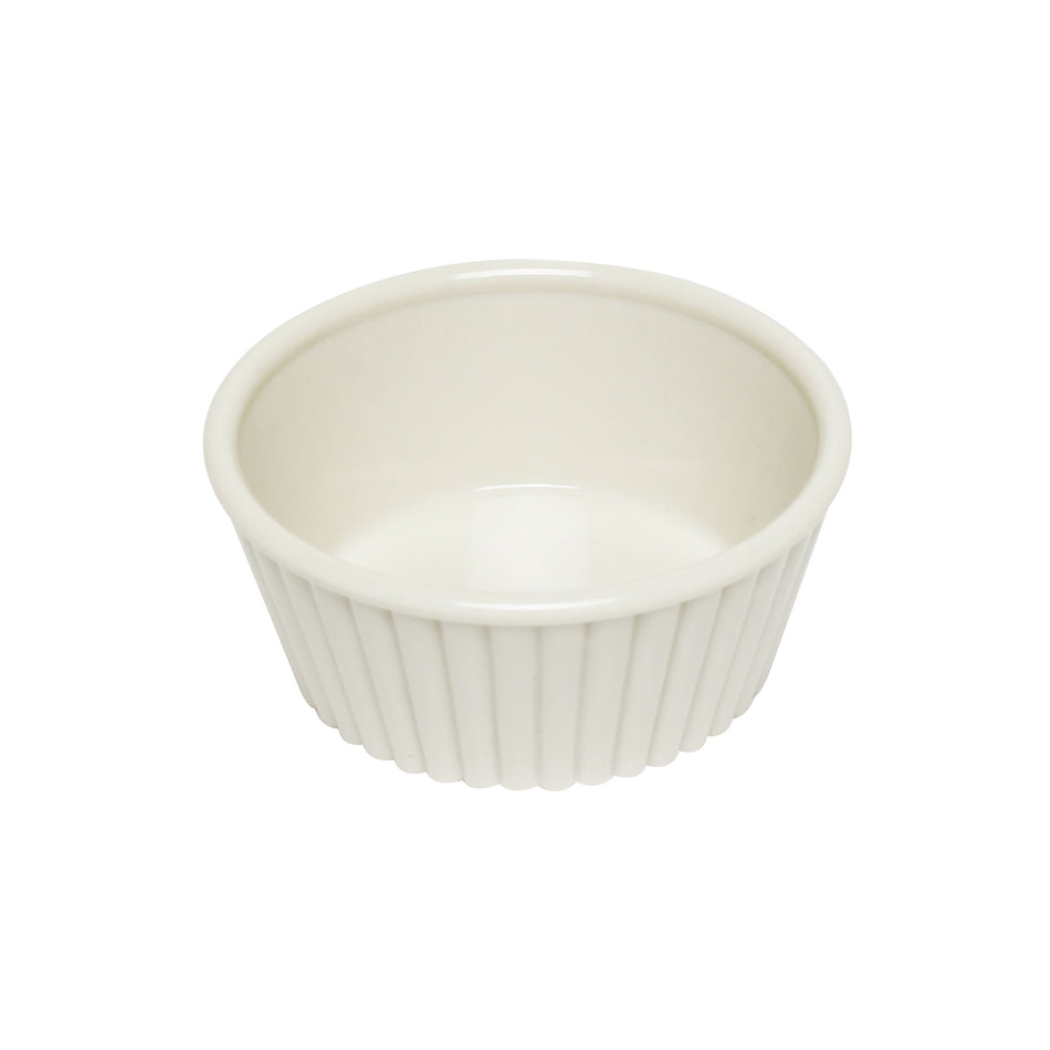 12 Pack 5 oz, 3-1/2" Diameter x 1-1/2" Height, Fluted Ramekin, Bone Color, Acrylonitrile butadiene styrene