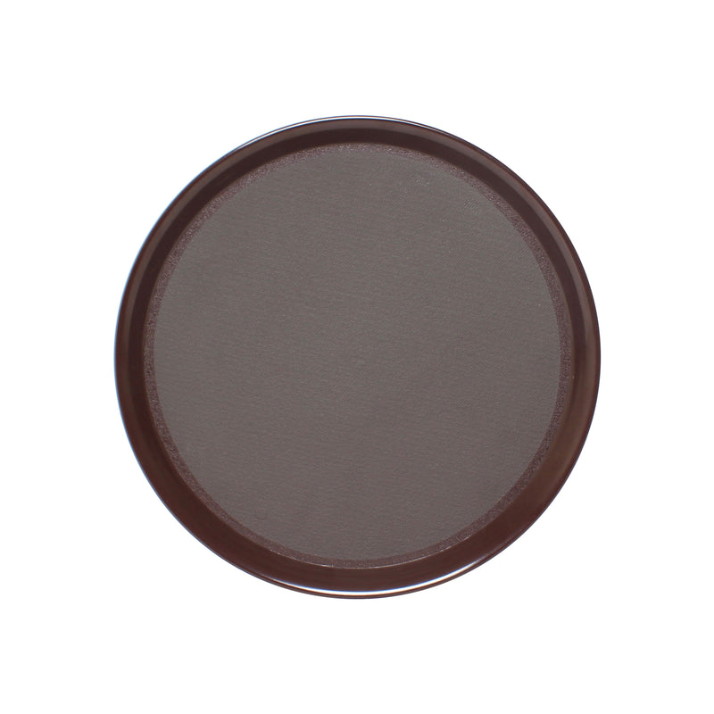 Thunder Group PLRT016 16 Inch Diameter Serving Tray Slip Resistant Brown ABS