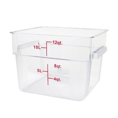 Thunder Group PLSFT012PC 12 Quart Square Food Storage Container Clear Polycarbonate Scratch Resistant