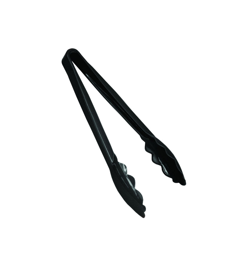 Thunder Group PLSGTG006BK 6 Inch Serving Tongs Scallop Black Polycarbonate Dishwasher Safe