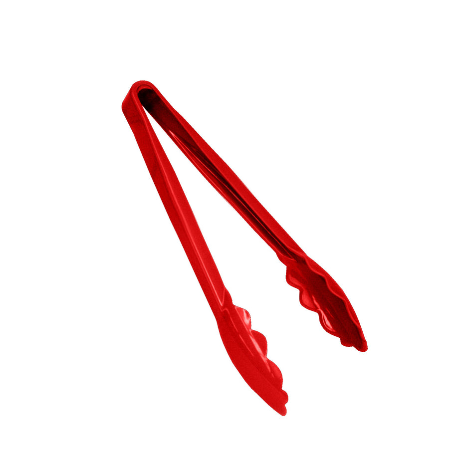6" x 2-1/4" x 1-1/4", Scallop Grip Tong, Red Color, Polycarbonate, One-Piece, Dishwasher Safe, Break-Resistant, Shatter-Resistant, Color Coded, No Microwave, No Oven, NSF