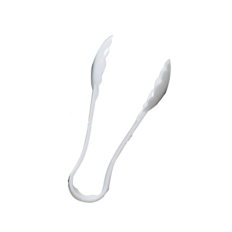 Thunder Group PLSGTG006WH 6 Inch Serving Tongs with Scalloped Edge White Polycarbonate