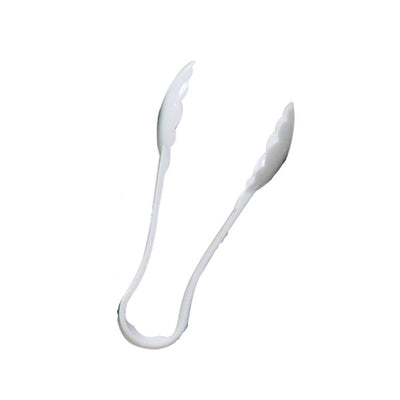 Thunder Group PLSGTG006WH 6 Inch Serving Tongs with Scalloped Edge White Polycarbonate