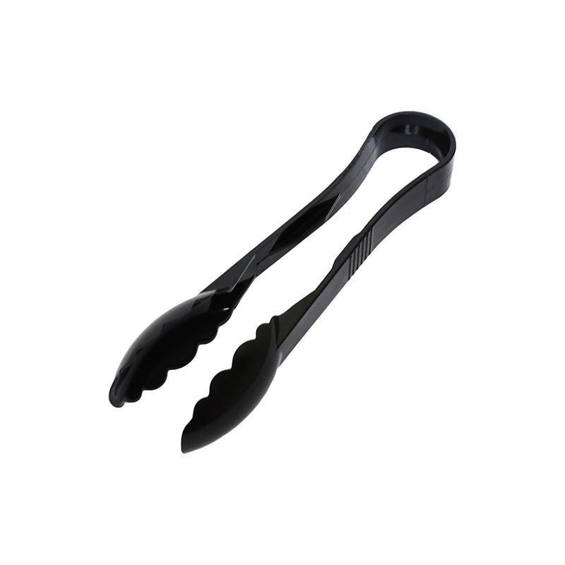 Thunder Group PLSGTG009BK 9 Inch Scallop Serving Tongs Polycarbonate Black